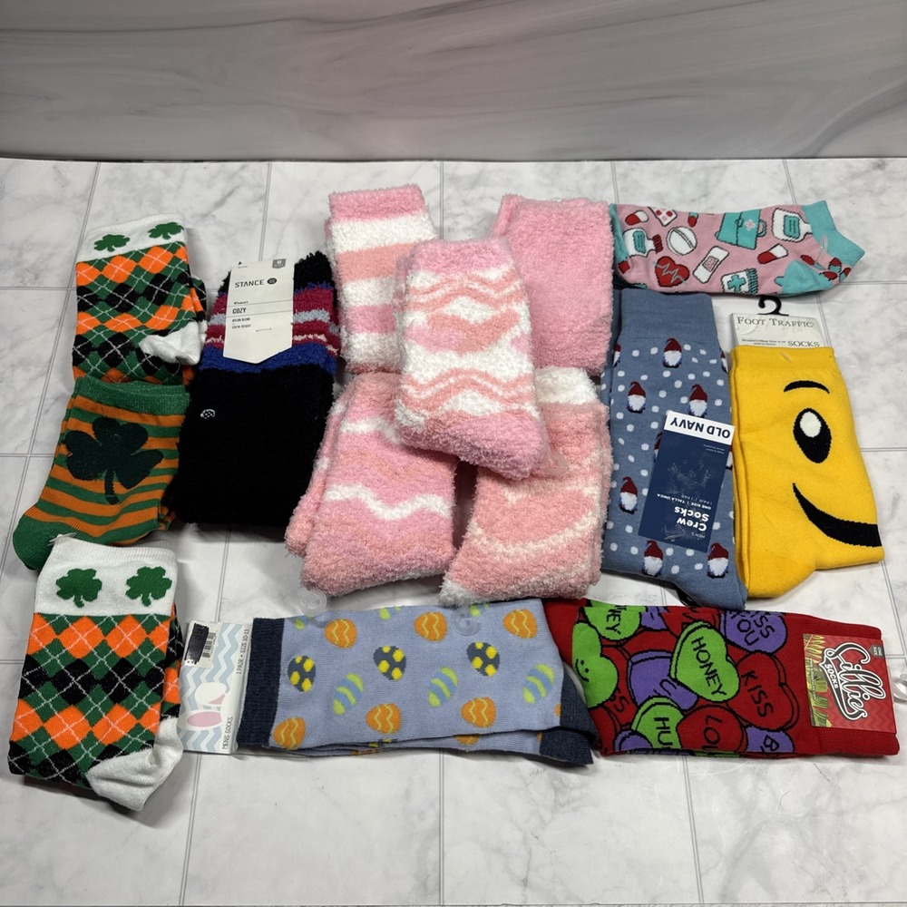 Lot Of 14 Fun Women's Socks Size 6-11 New Assorted Seasonal New